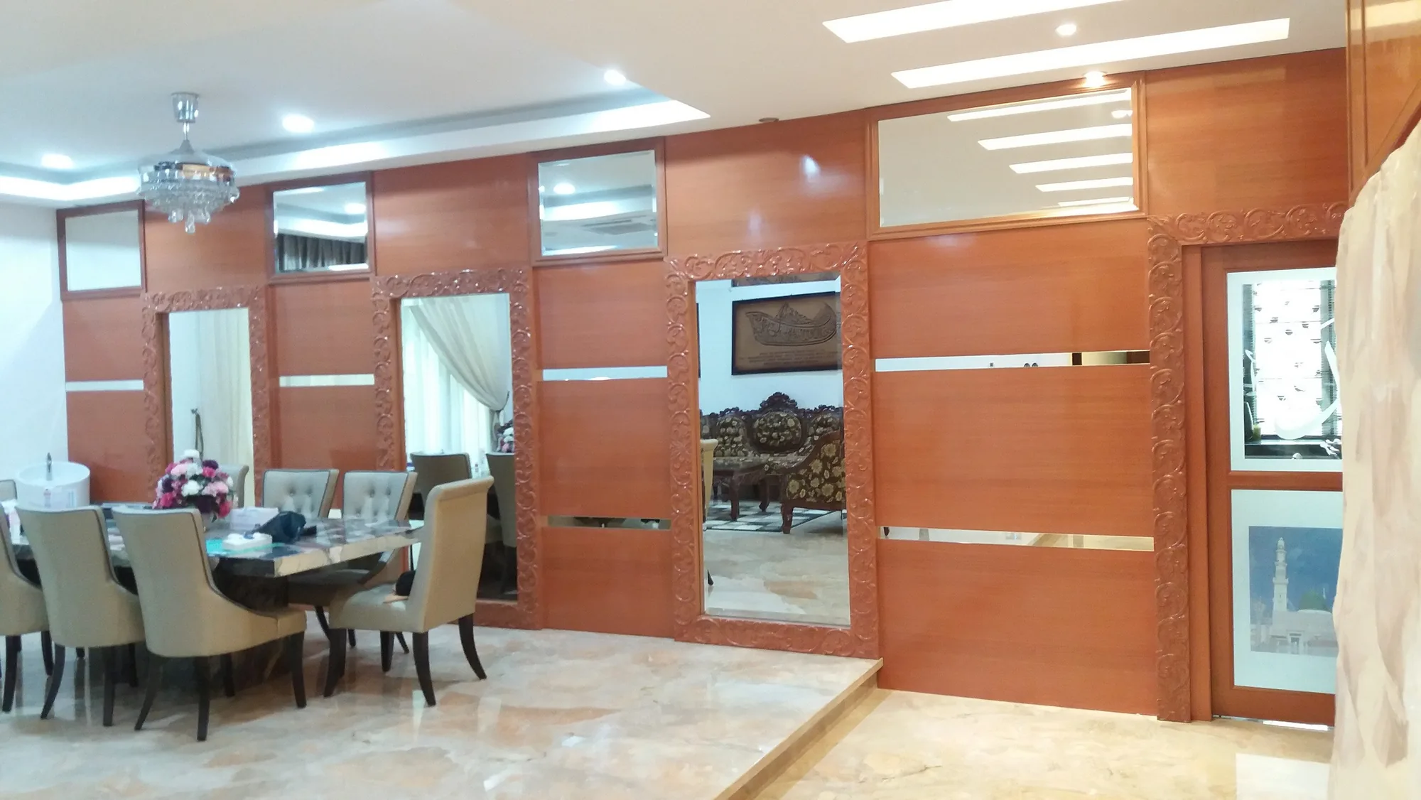 Government sector interior with timber display shelving and room divider